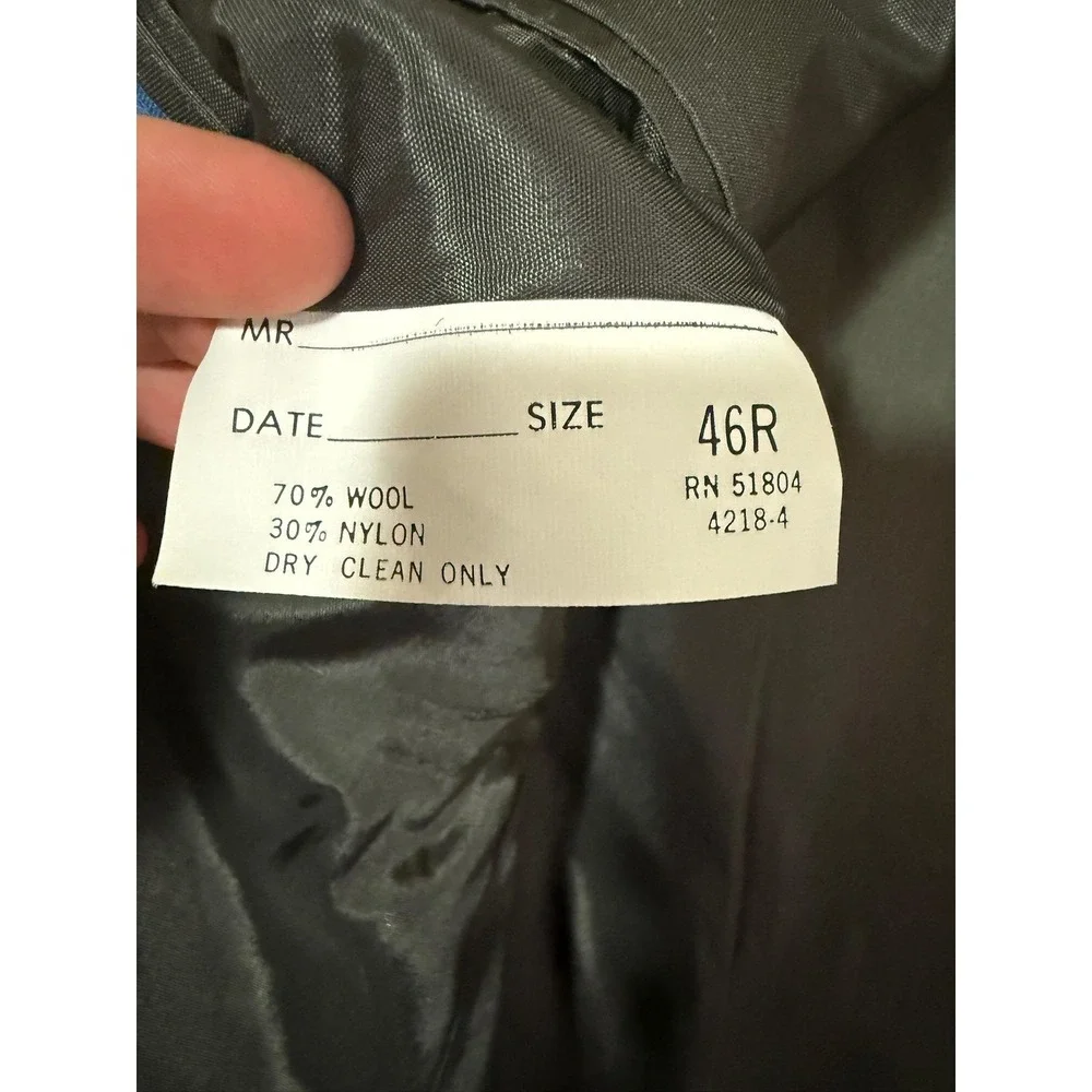 Towncraft Blazer Mens 46R Gray Herringbone Wool‎ Blend 2 Button Sport Coat Lined